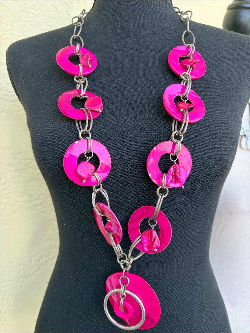 Chico's Vibrant Fuchsia Link Necklace Discounted